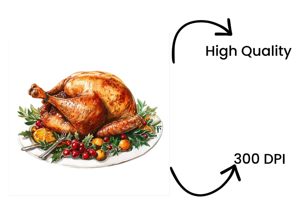 Roasted Turkey Thanksgiving Clipart Bundle