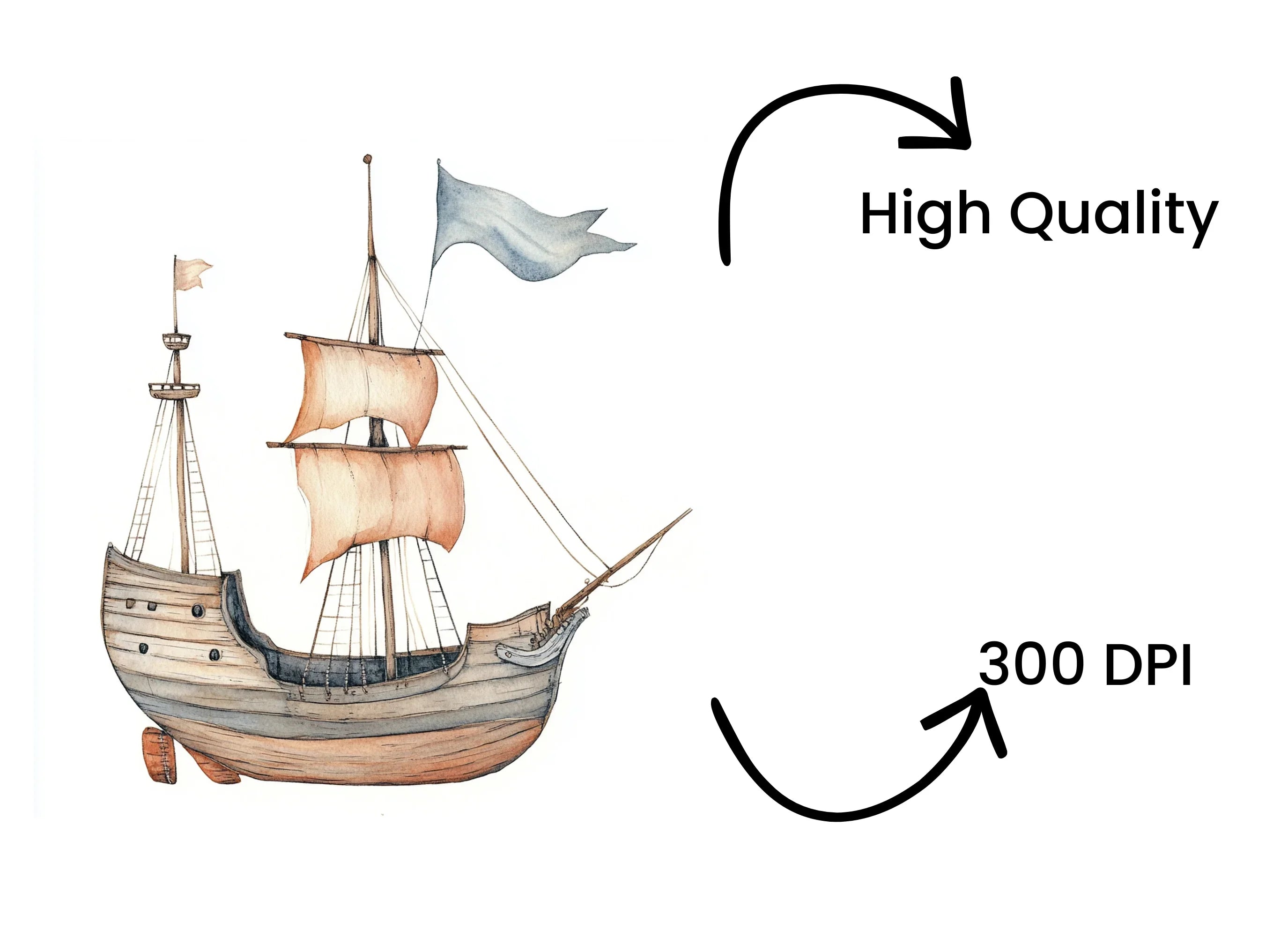 Vintage Sailing Ship Clipart Bundle