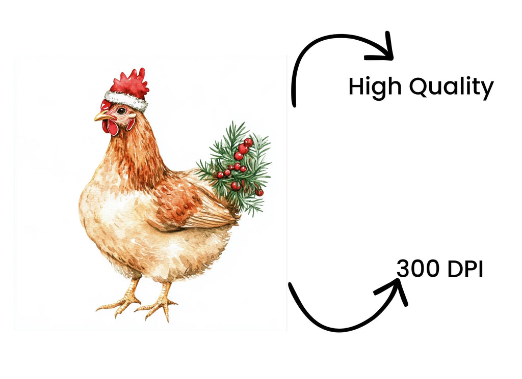 Festive Christmas Chicken Clipart Bundle