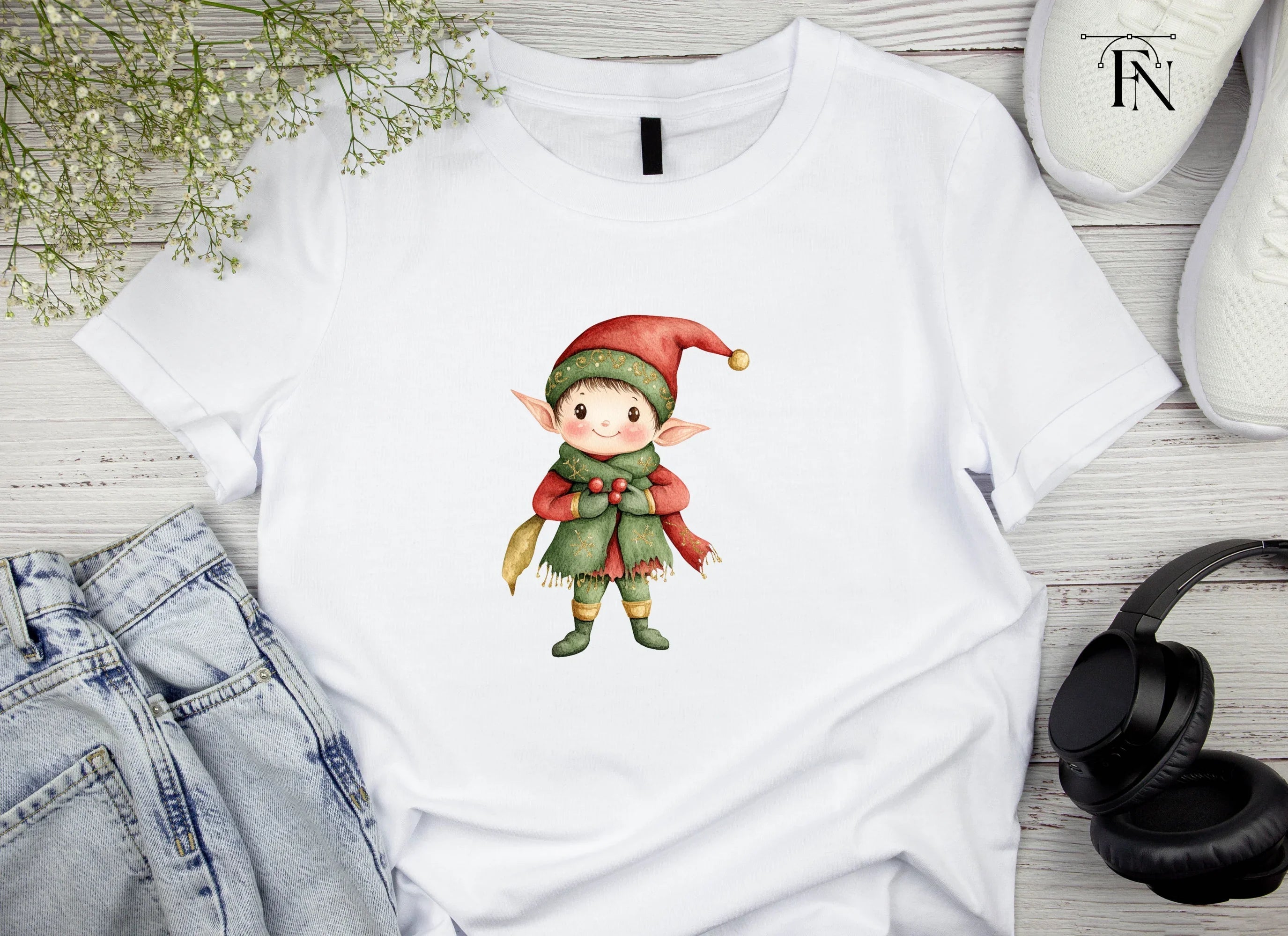 Cute Christmas Elves Clipart Bundle