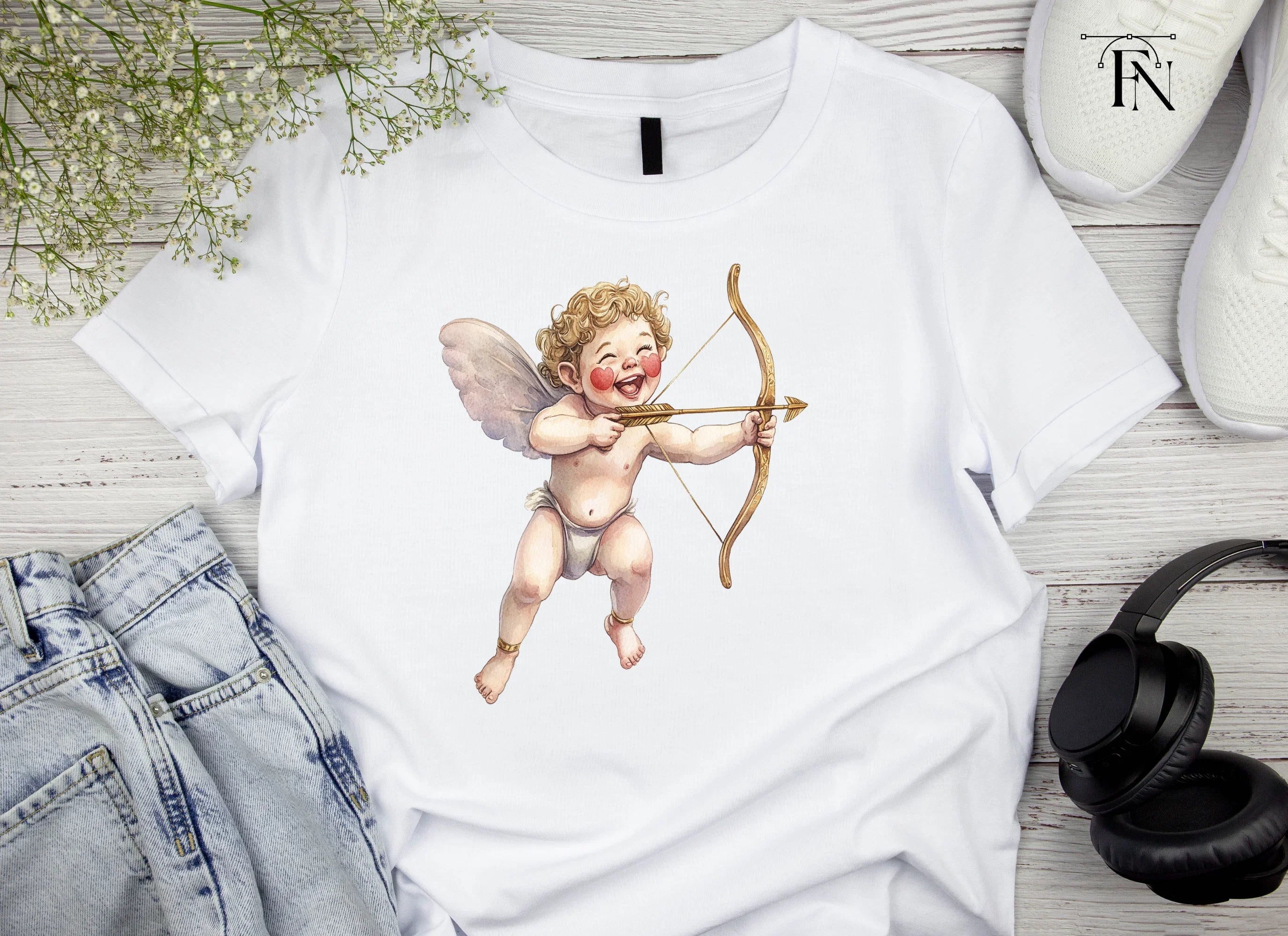 Playful Cupid with Bow and Arrow Clipart Bundle
