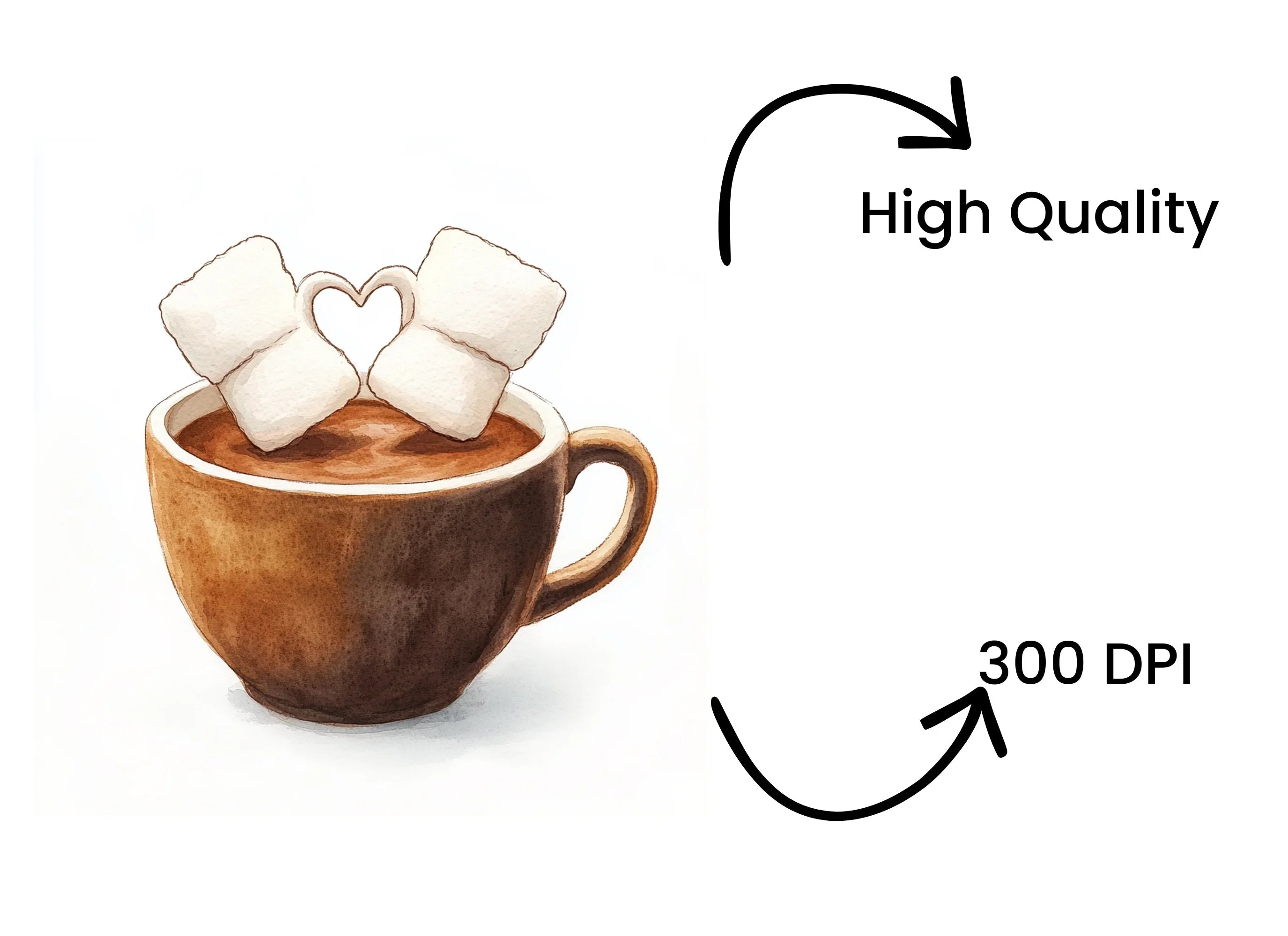Hot Chocolate with Marshmallows Clipart Bundle