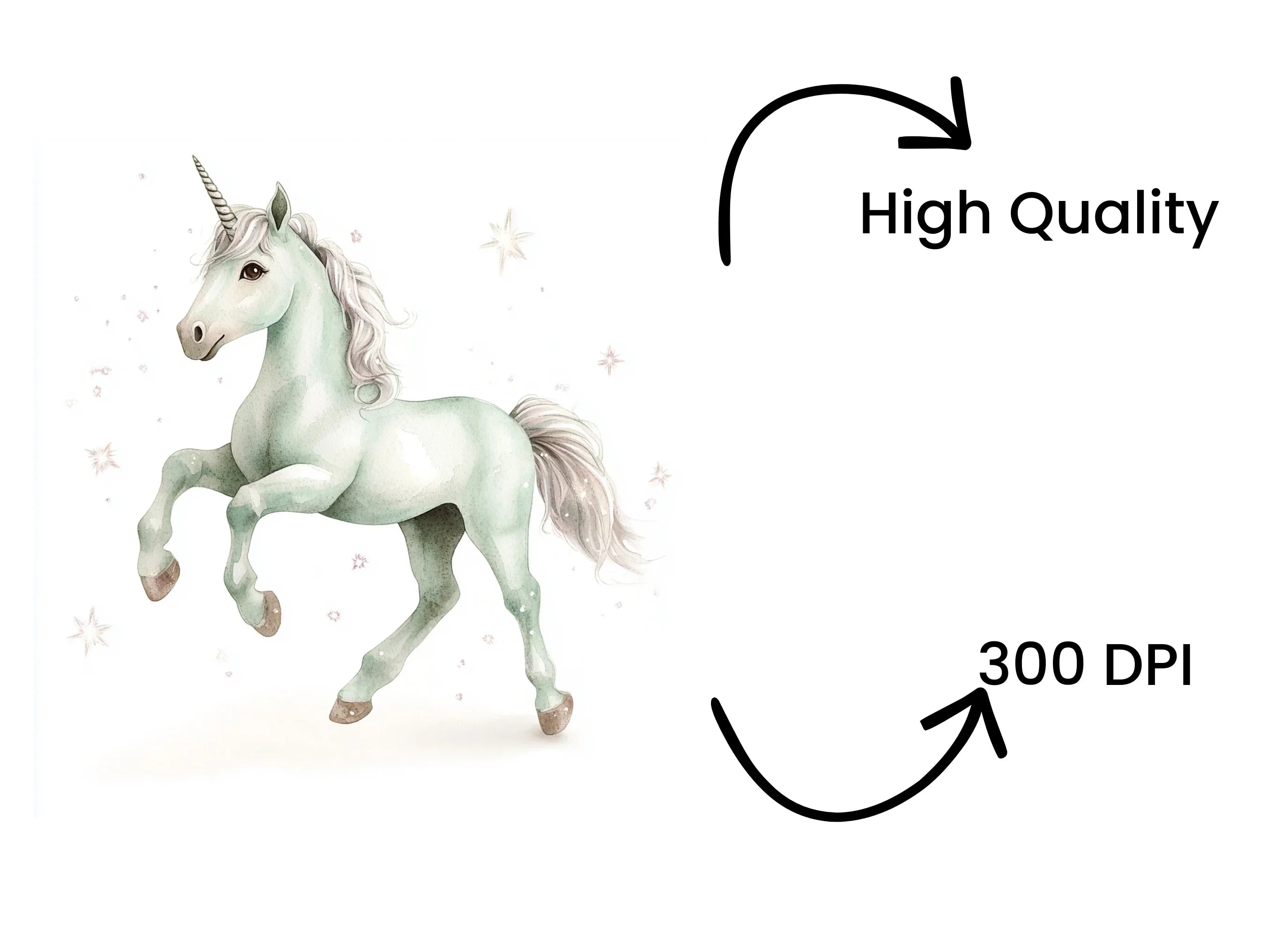 Sparkling Mint Green Unicorn Clipart Bundle