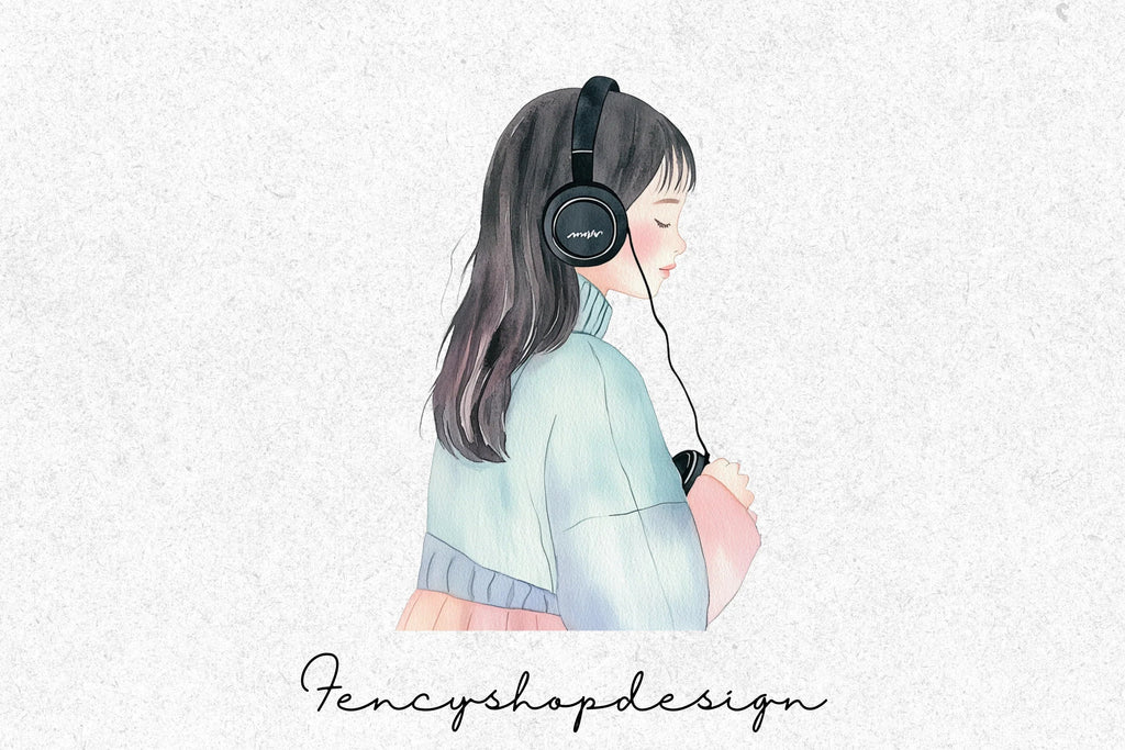 Cute Girls Music Clipart Bundle