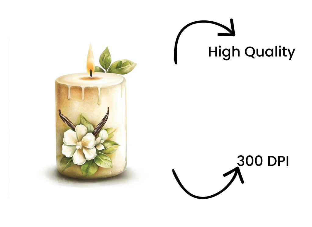 Aromatic Floral Candle Clipart Bundle