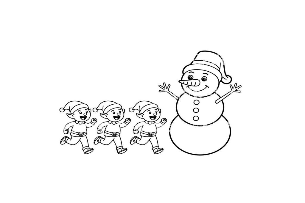 Snowman and Elf Winter Fun Coloring Books