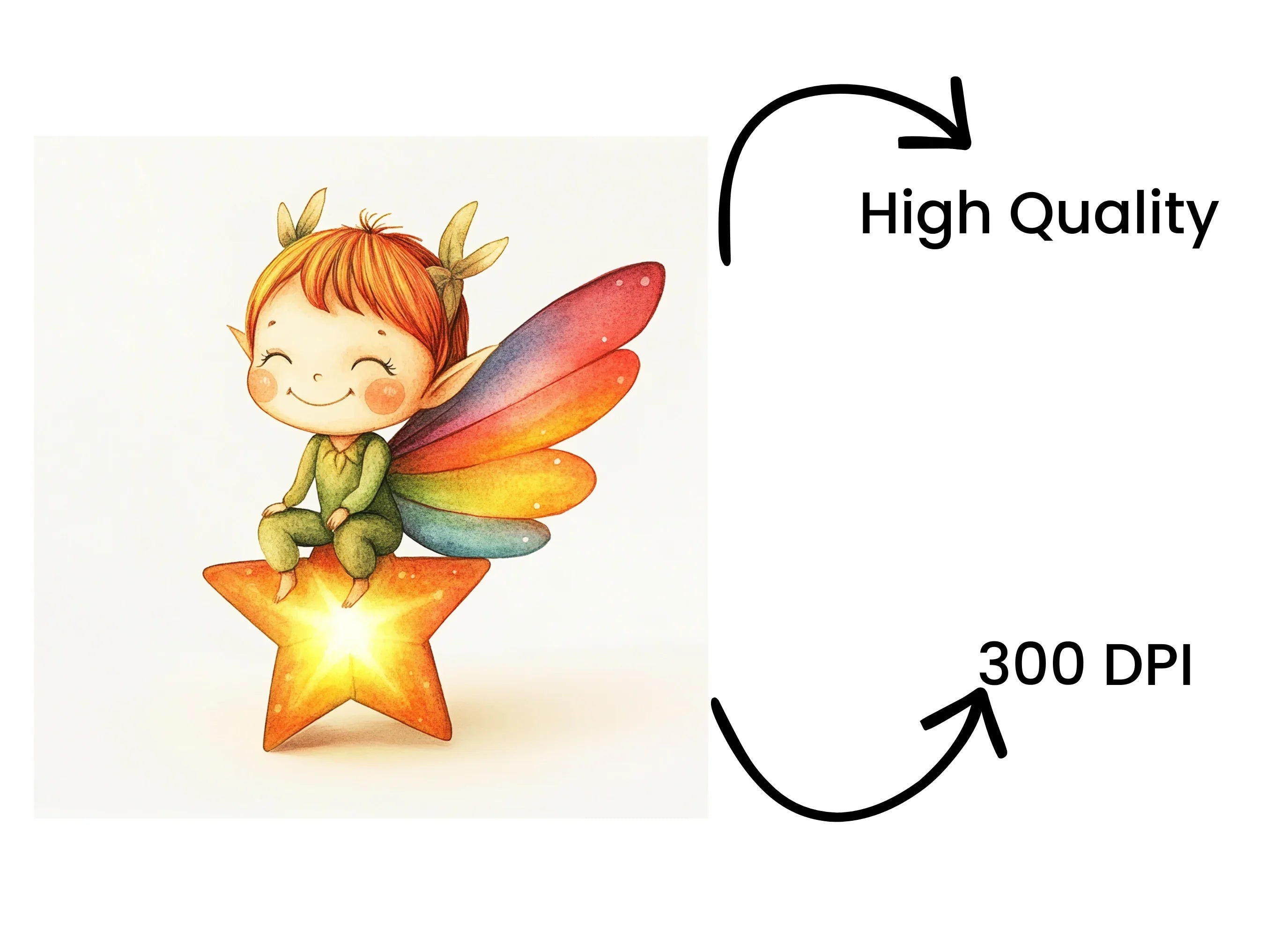 Cute Star Sitting Fairies Clipart Bundle
