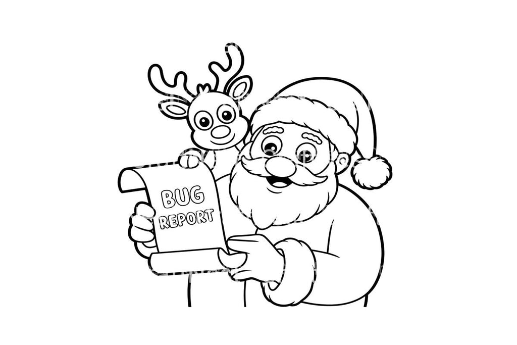 Santa and Reindeer Bug Report Coloring Books
