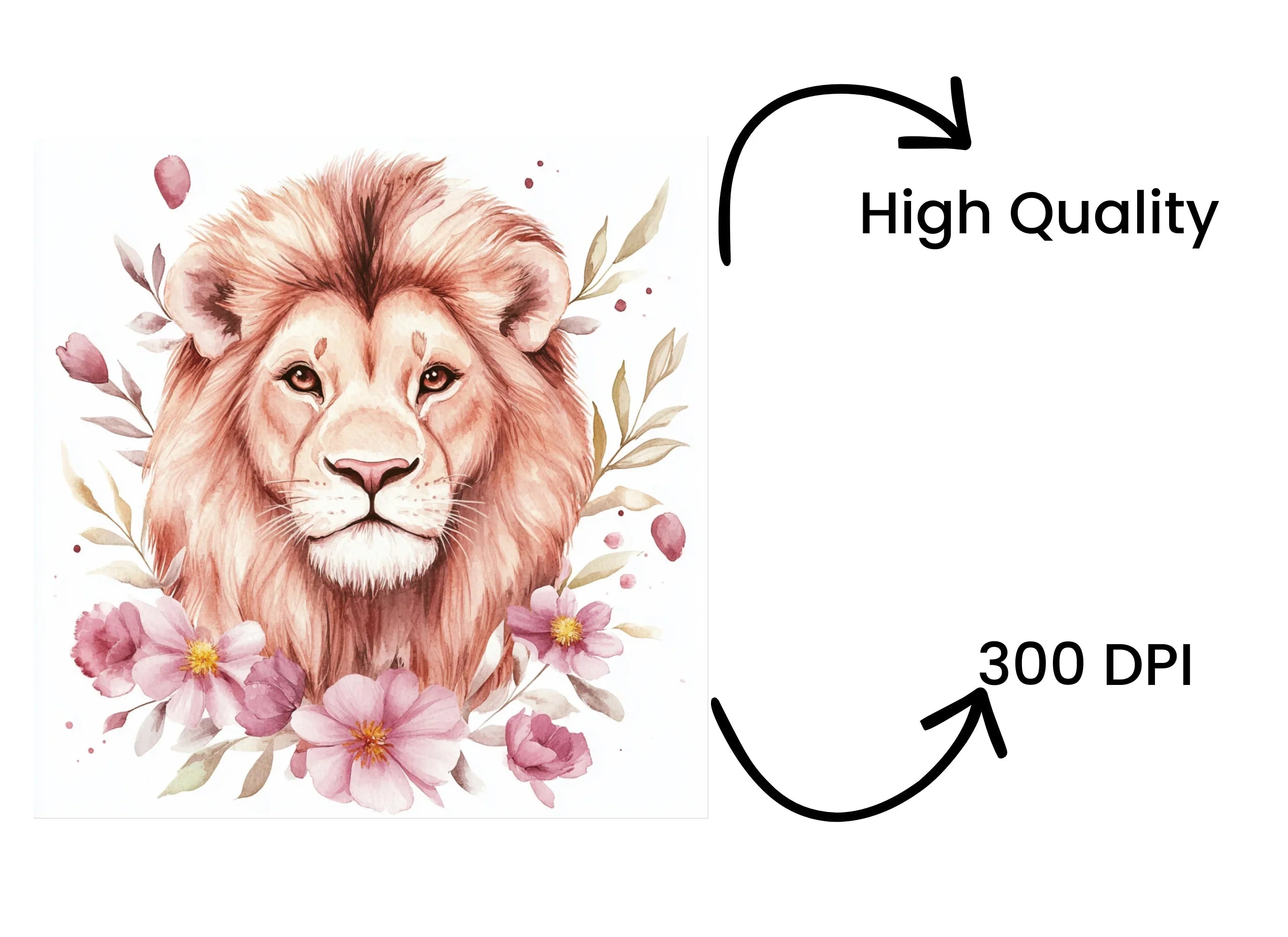 Floral Lion King Clipart Bundle
