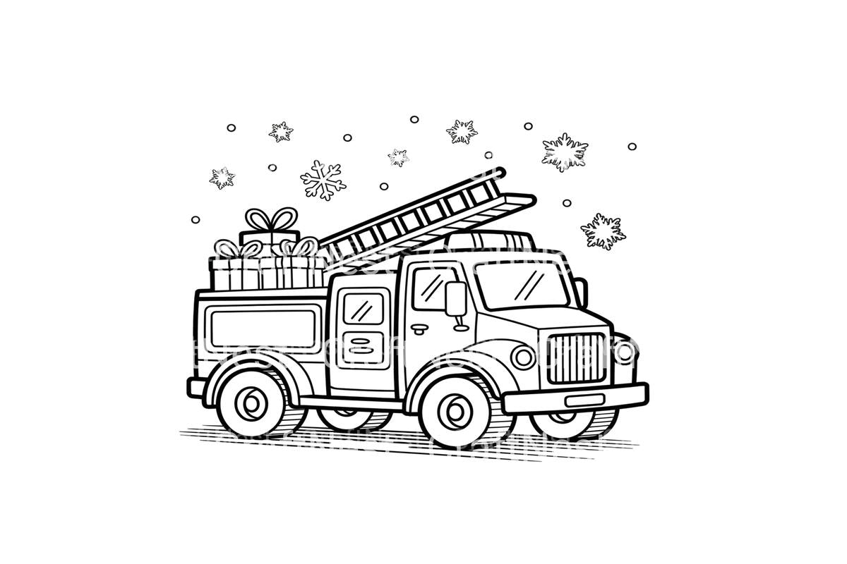 Christmas Fire Truck Coloring Books