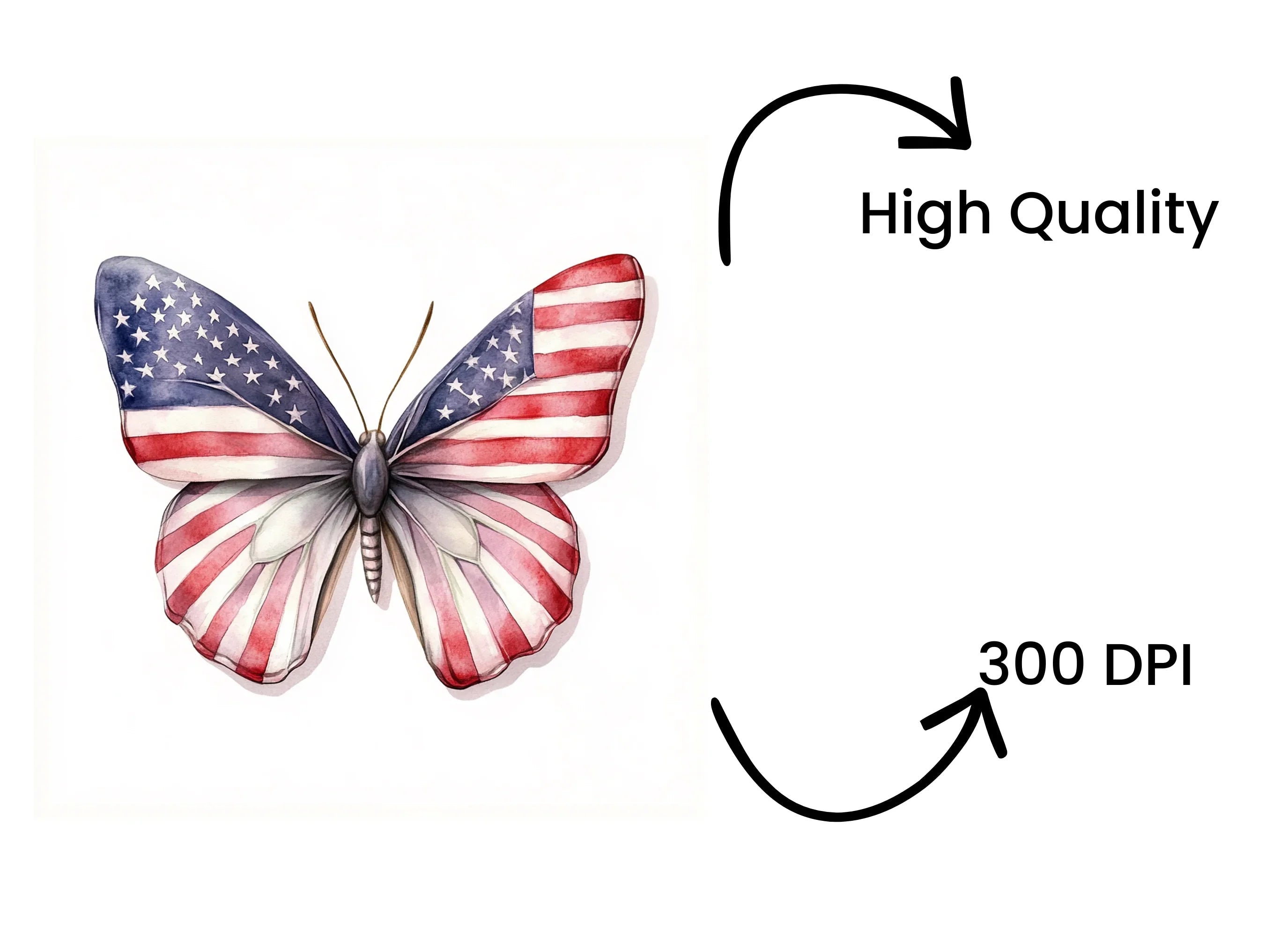 American Flag Butterflies Clipart Bundle