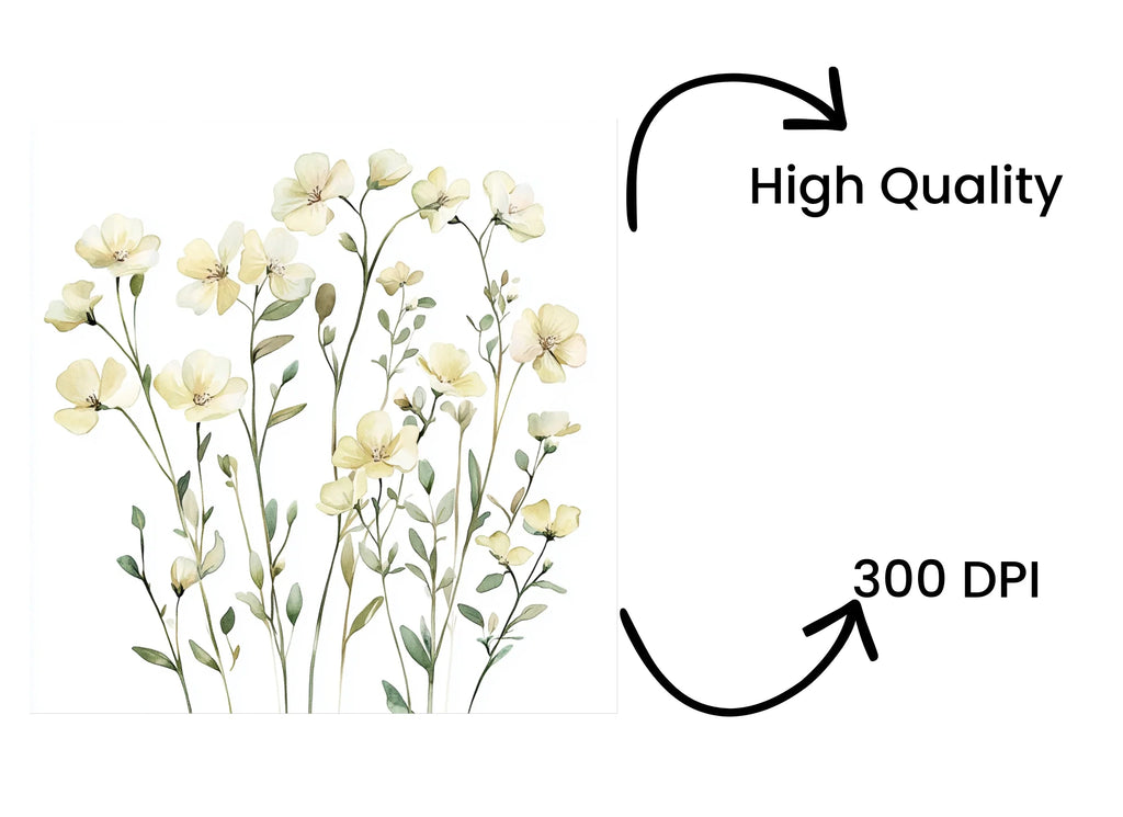 Delicate Yellow Wildflower Clipart Bundle