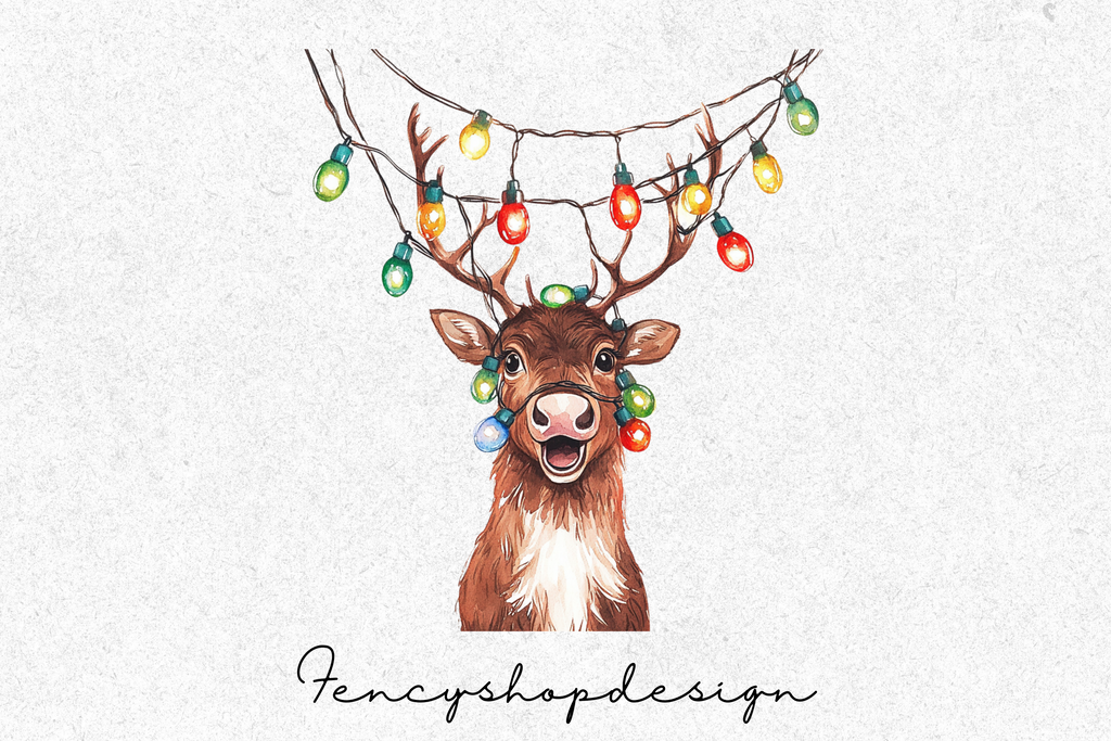 Cute Christmas Deer Clipart Bundle
