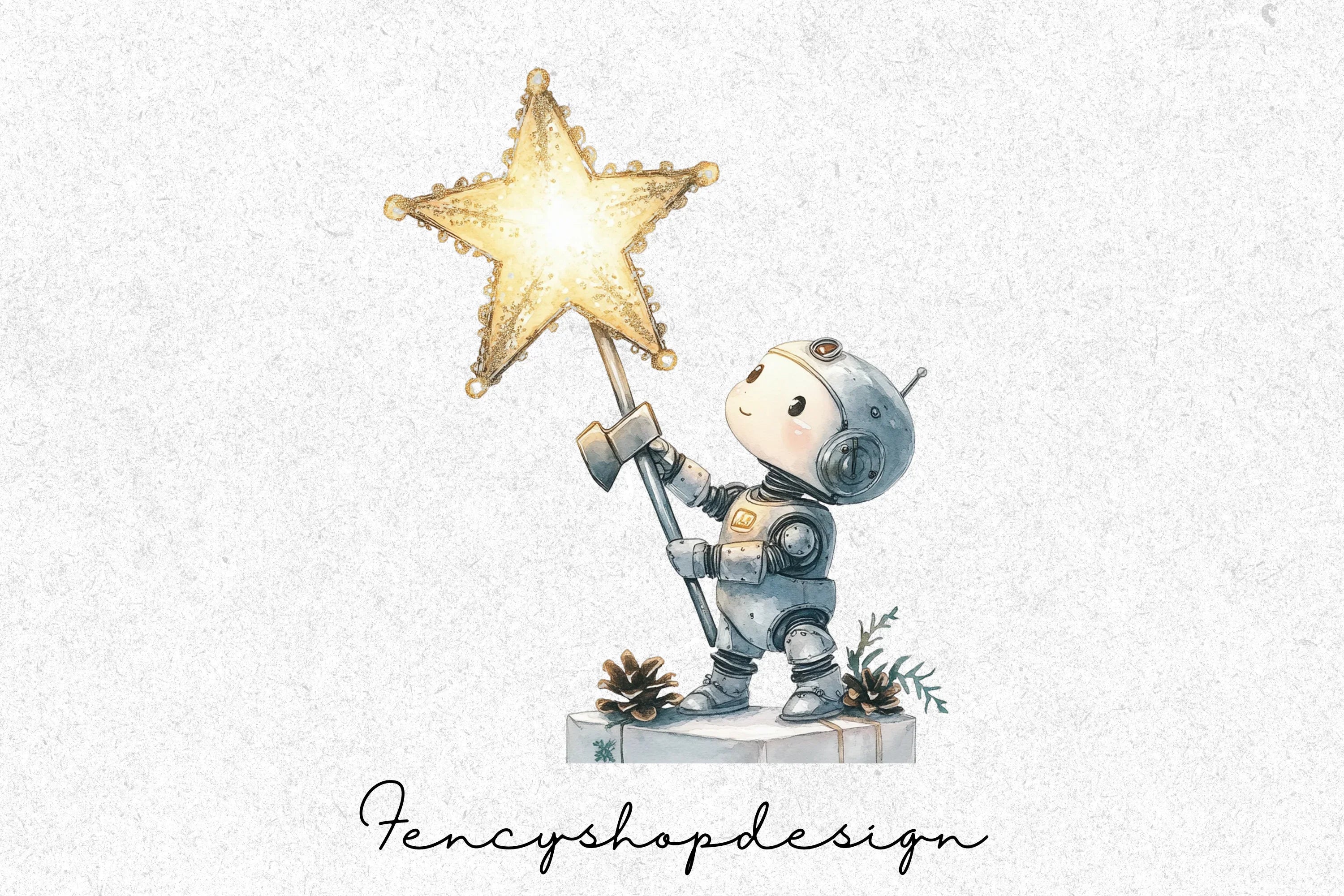 Christmas Robots Gift Exchange Clipart Bundle