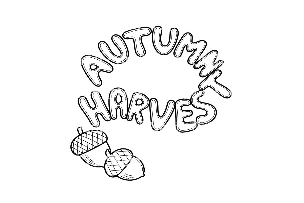 Autumn Harvest Acorn Word Coloring Books