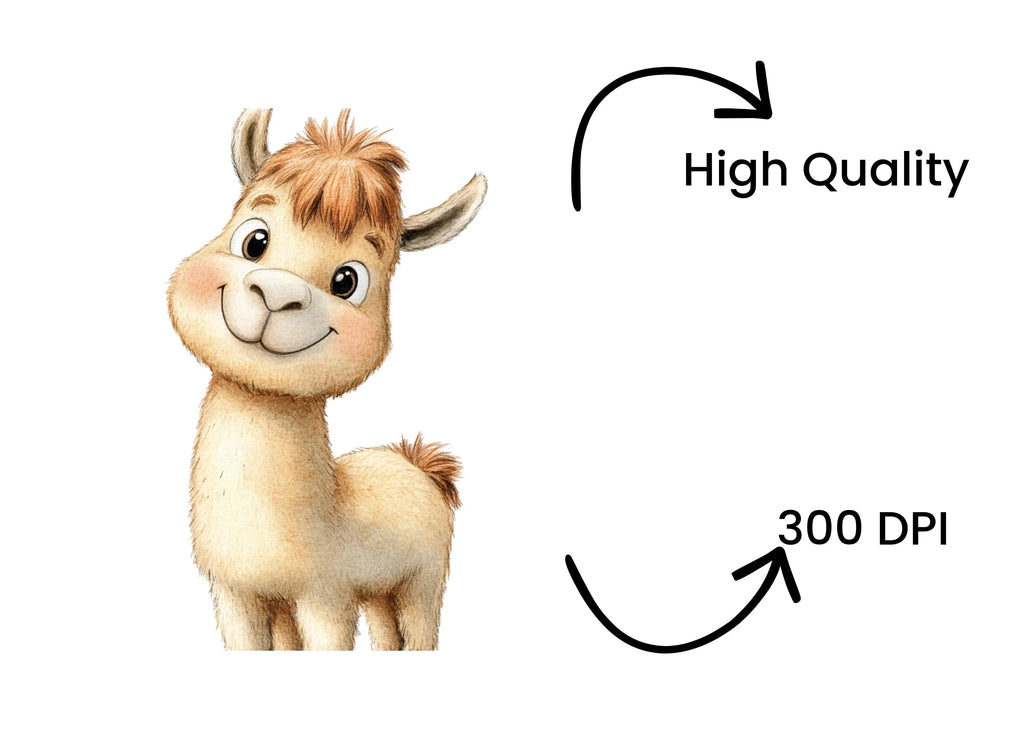 Cute Llama Faces Clipart Bundle