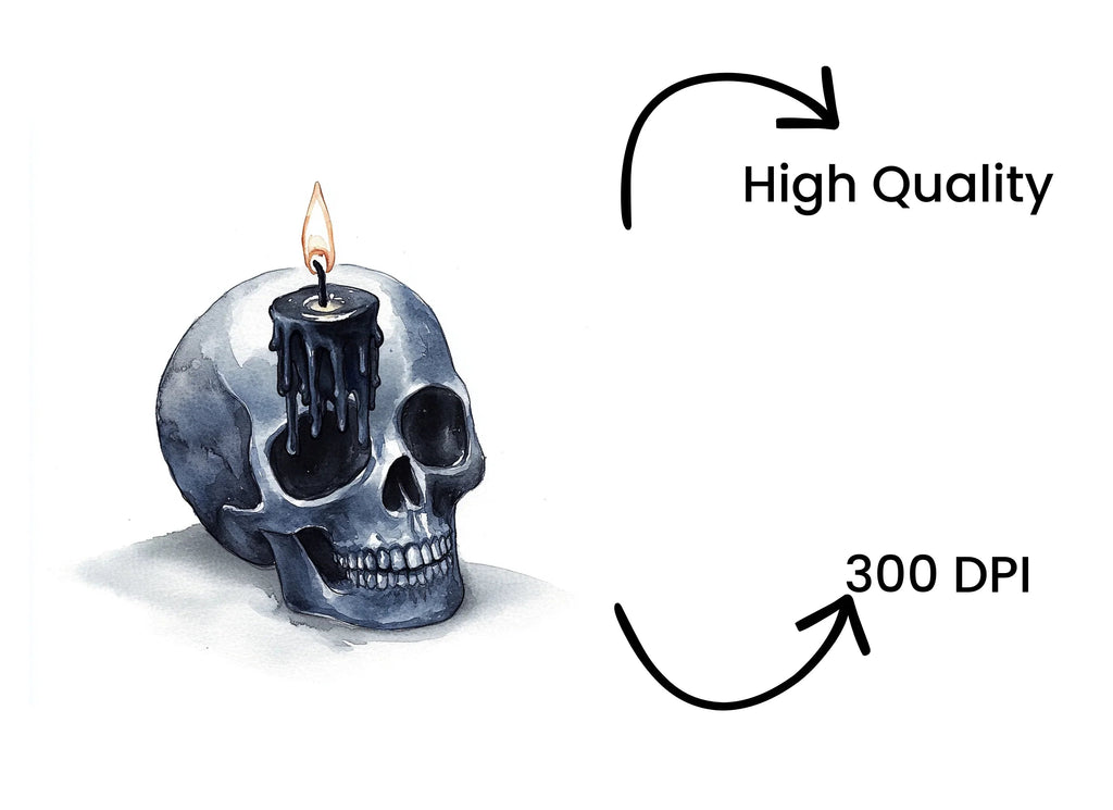 Gothic Skull Candle Clipart Bundle