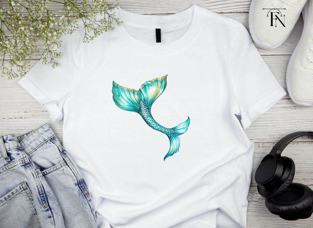 Teal and Gold Mermaid Tail Clipart Bundle