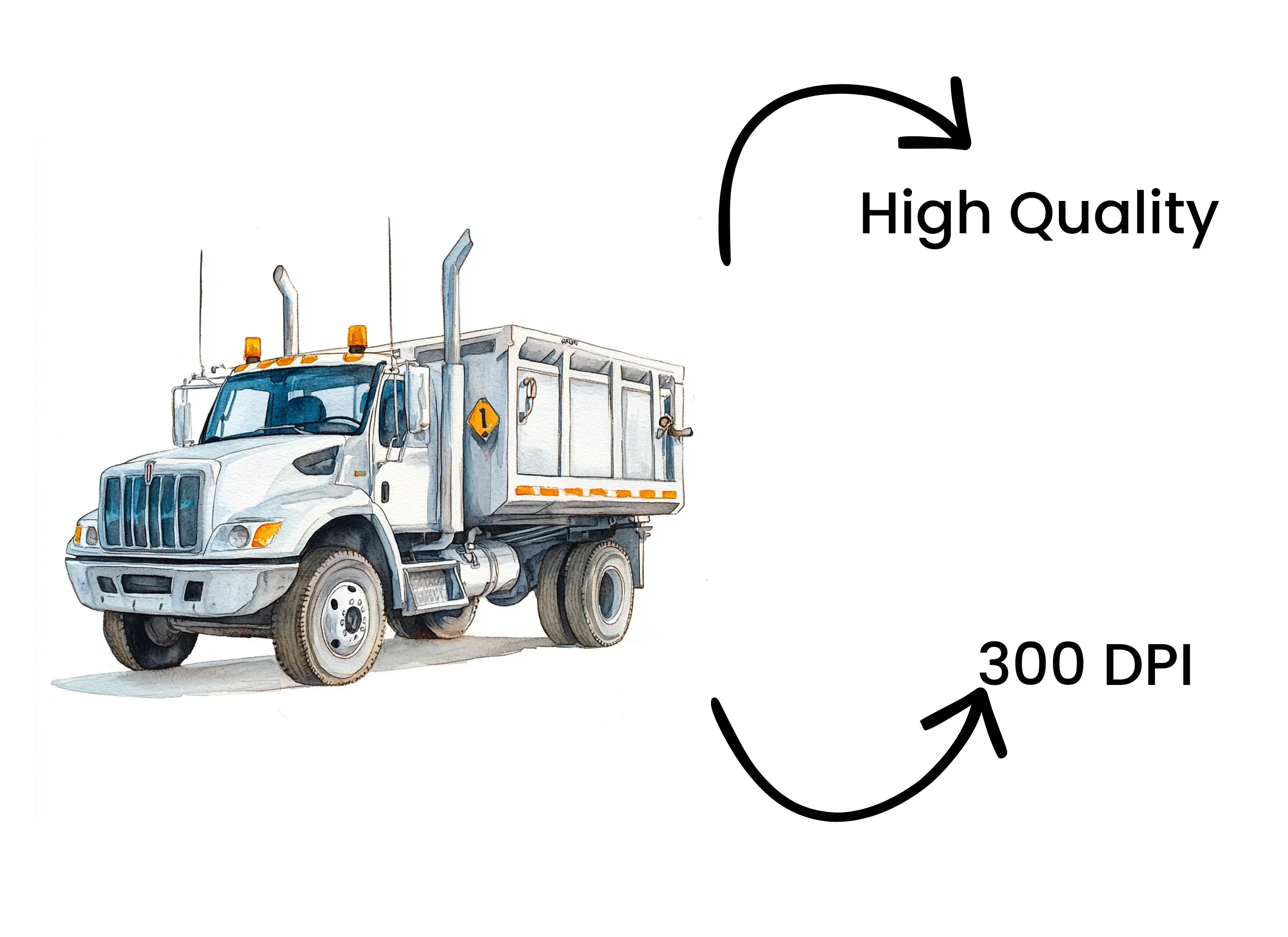White Dump Truck Clipart Bundle
