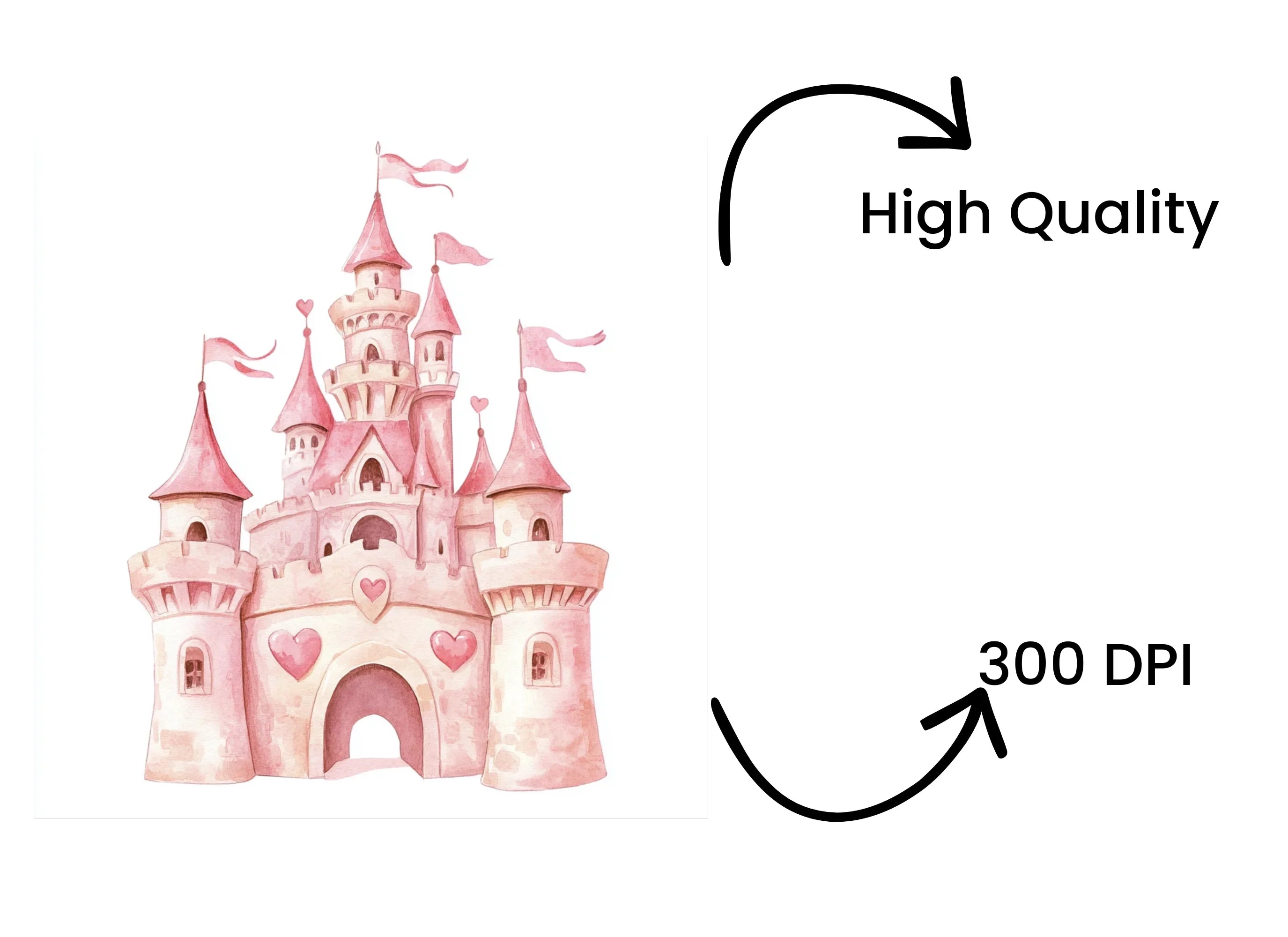 Pink Princess Castle Clipart Bundle