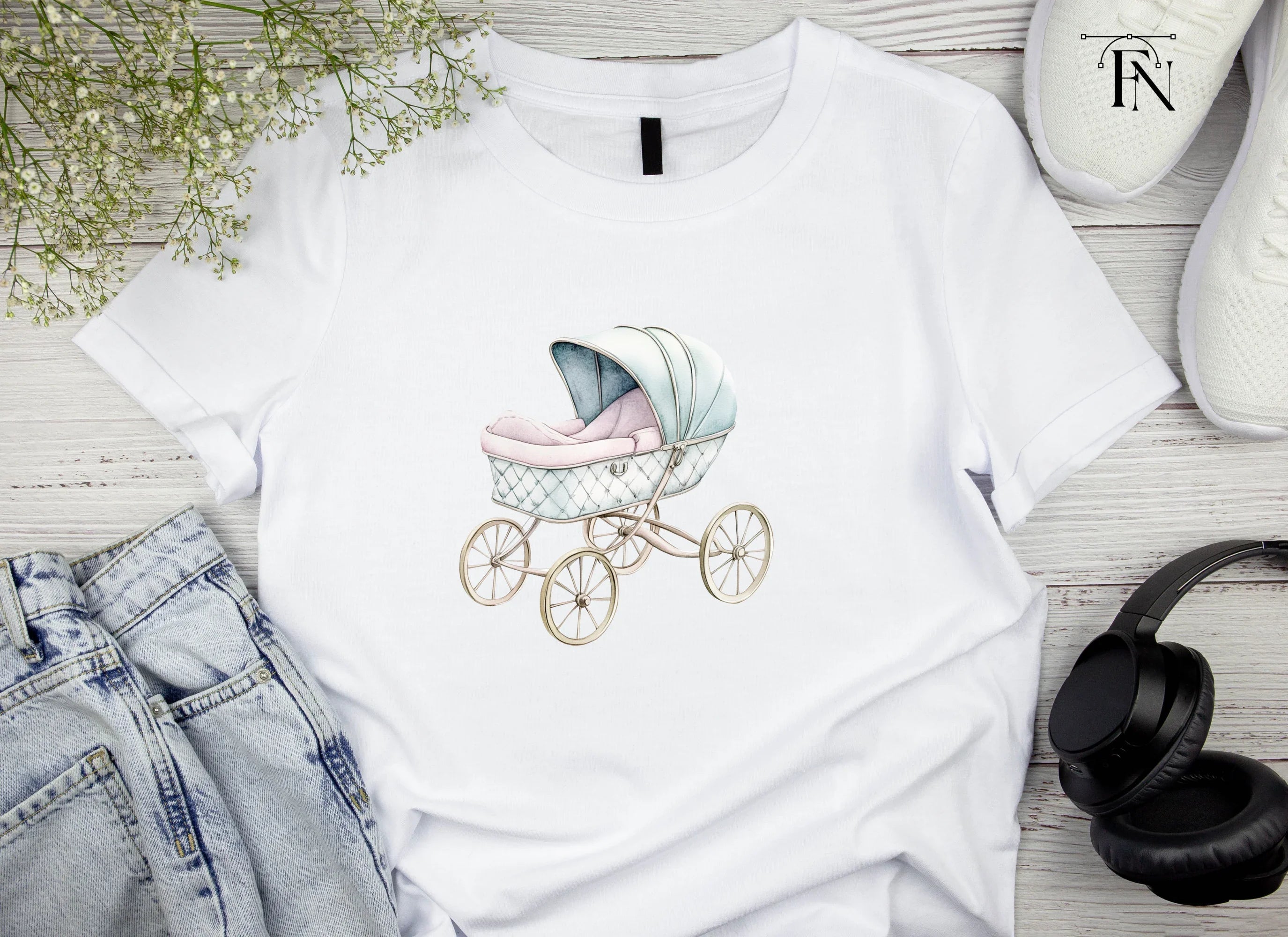 Vintage Baby Stroller Clipart Bundle