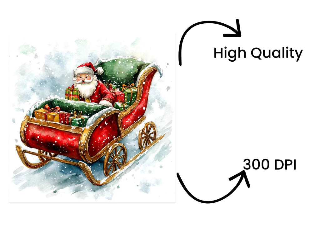 Santa Claus Sleigh with Gifts Clipart Bundle