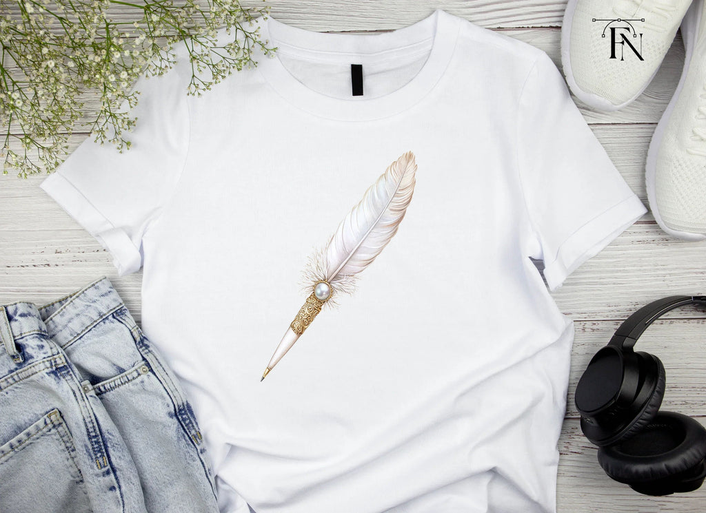 Elegant White Feather Quill Pen Clipart Bundle