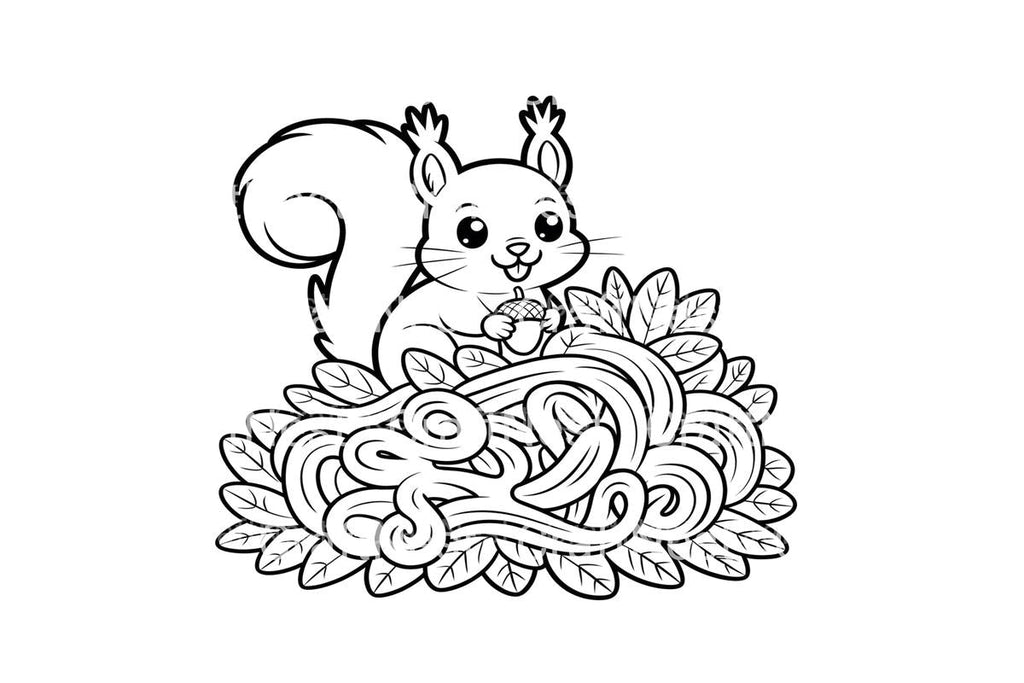 Cute Squirrels Autumn Coloring Books