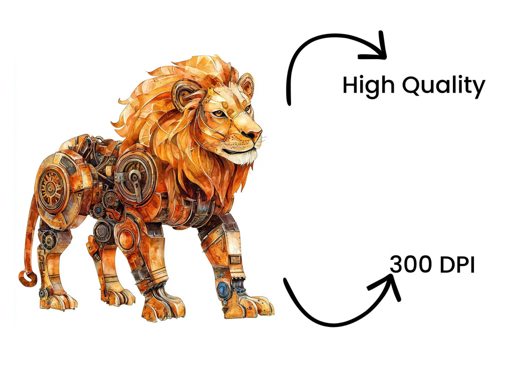 Steampunk Lion Clipart Bundle