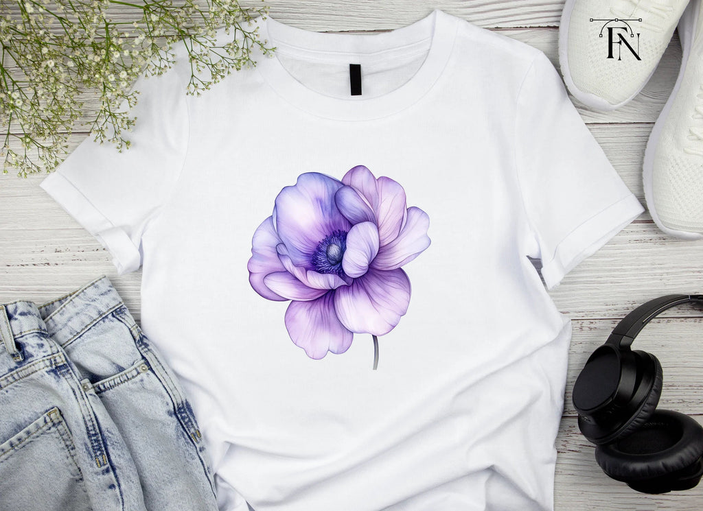 Elegant Purple Anemone Flower Clipart Bundle