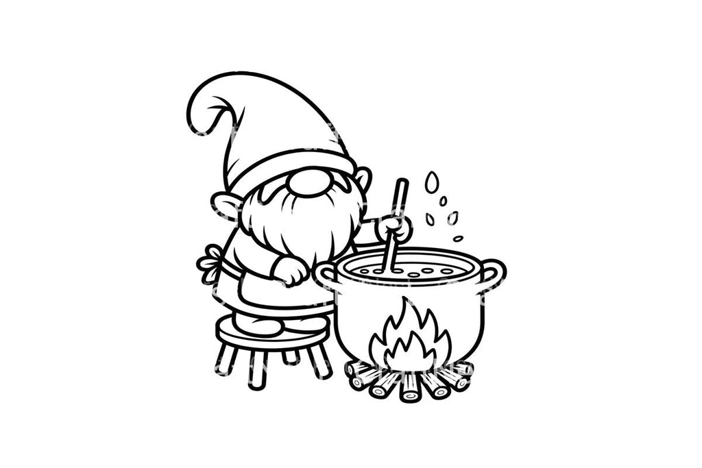Gnomes Cooking Outdoors Coloring Books
