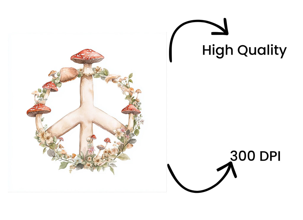 Mushroom Peace Sign Clipart Bundle