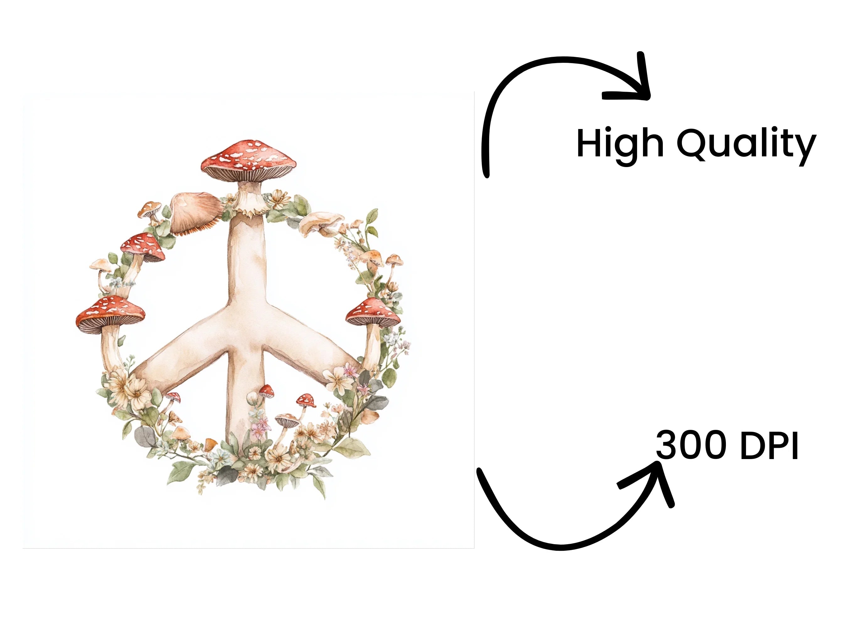 Mushroom Peace Sign Clipart Bundle