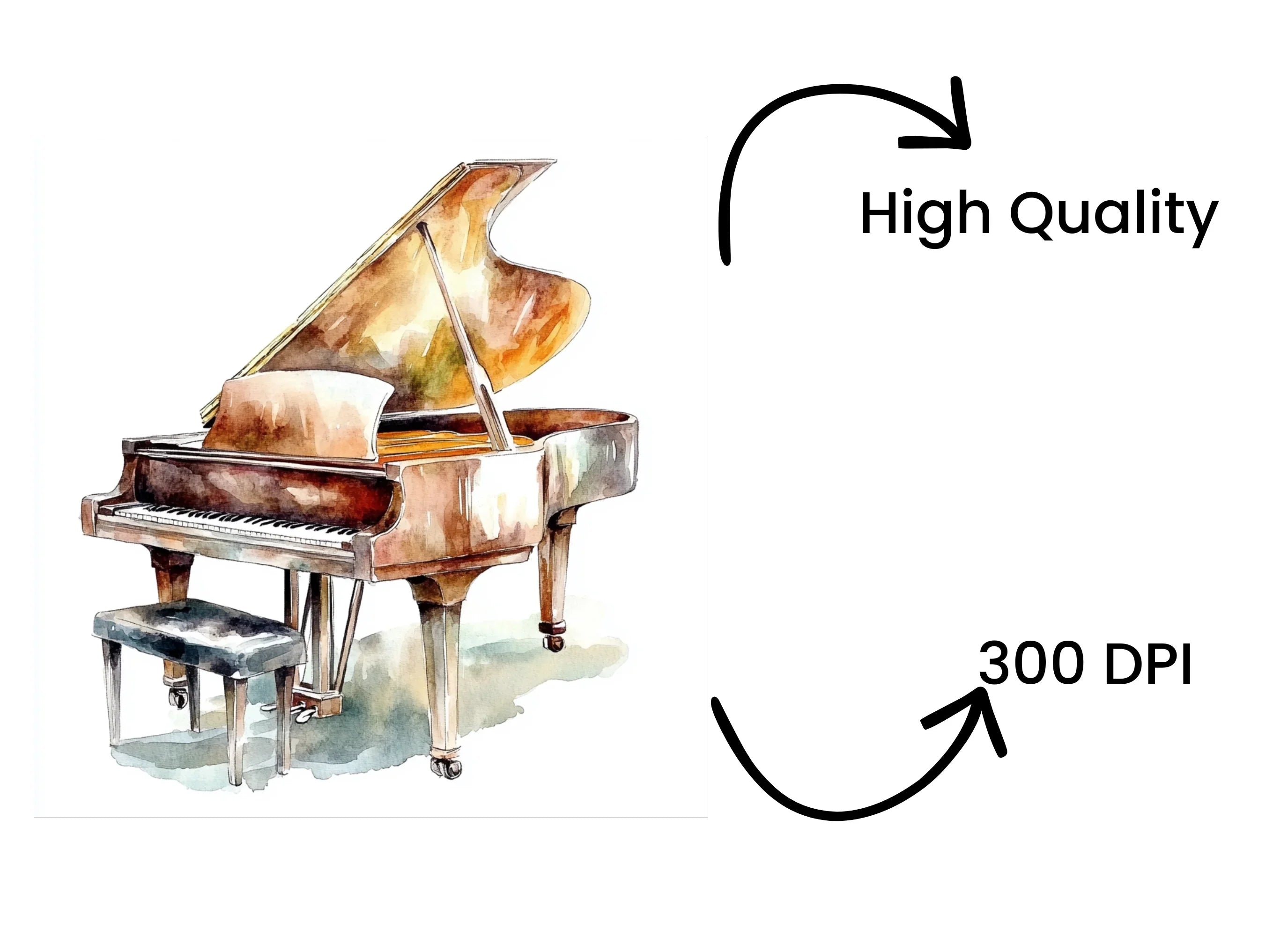 Grand Piano Clipart Bundle