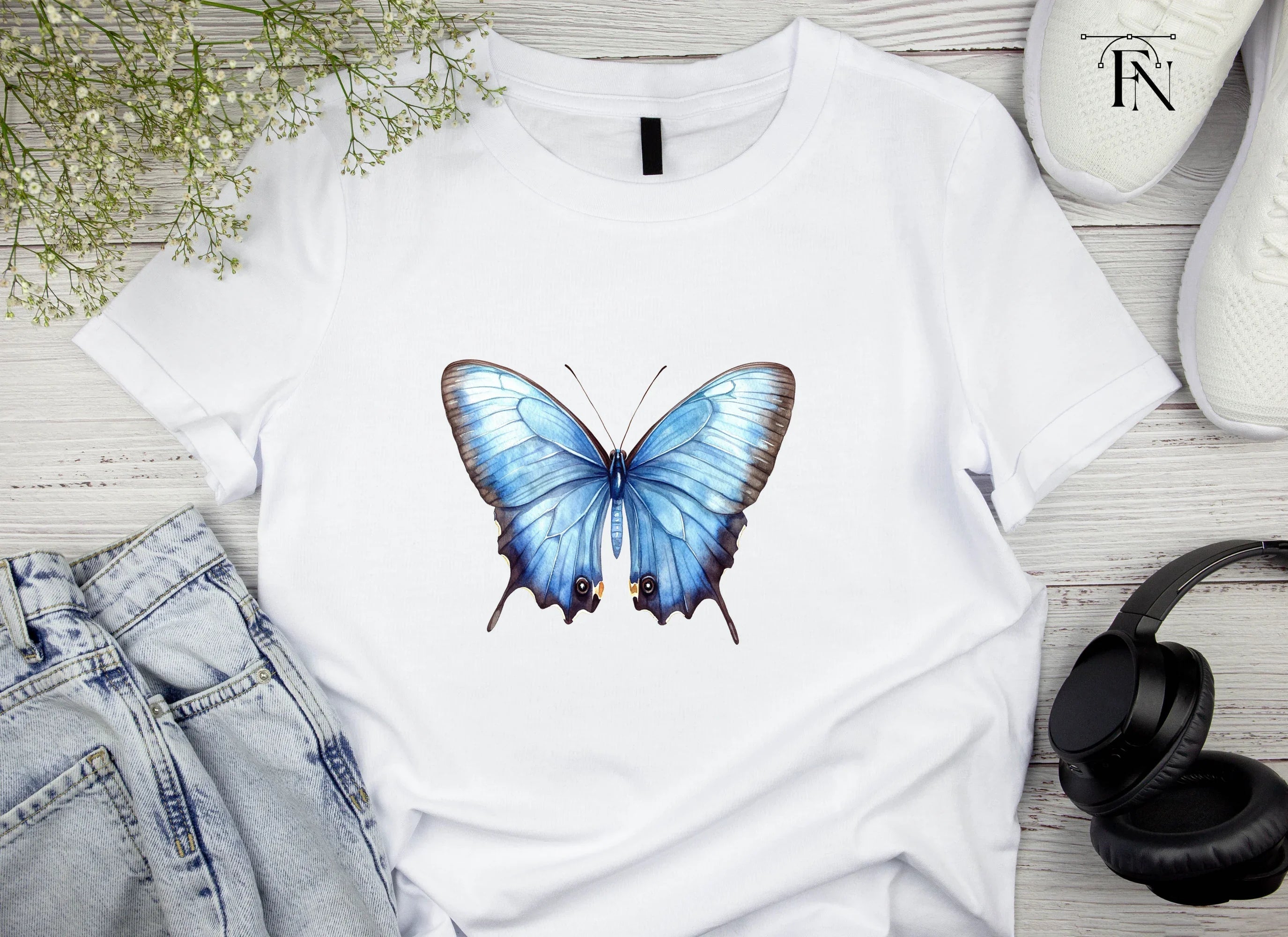 Blue Butterfly Clipart Bundle