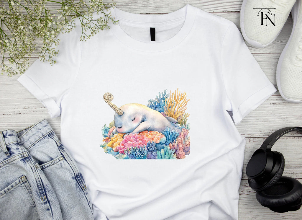 Sleeping Narwhal in Coral Reef Clipart Bundle