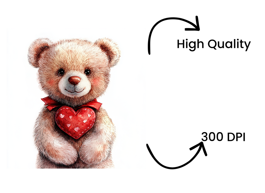Valentine Teddy Bears with Red Hearts Clipart Bundle