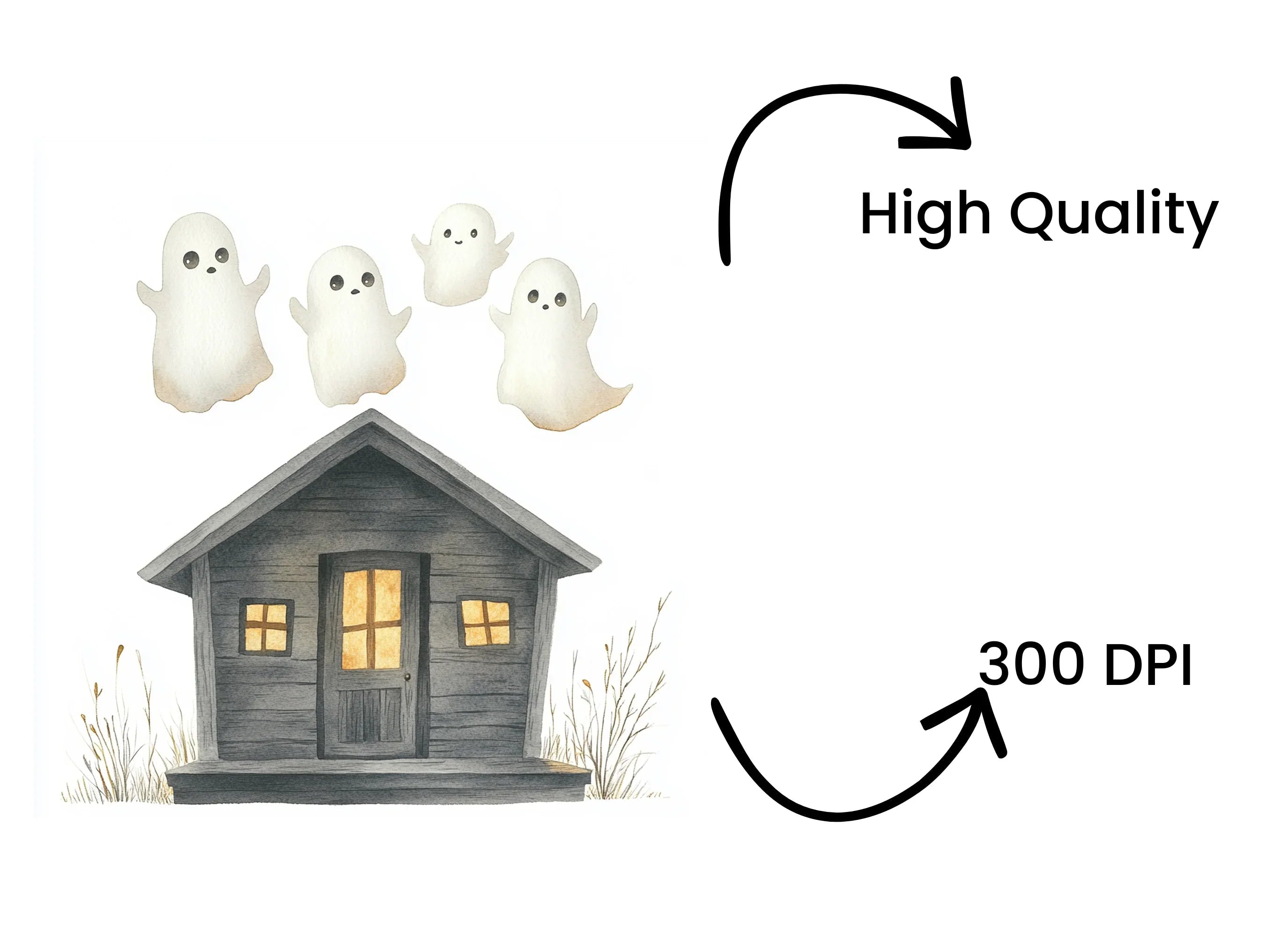 Spooky Ghost Houses Clipart Bundle