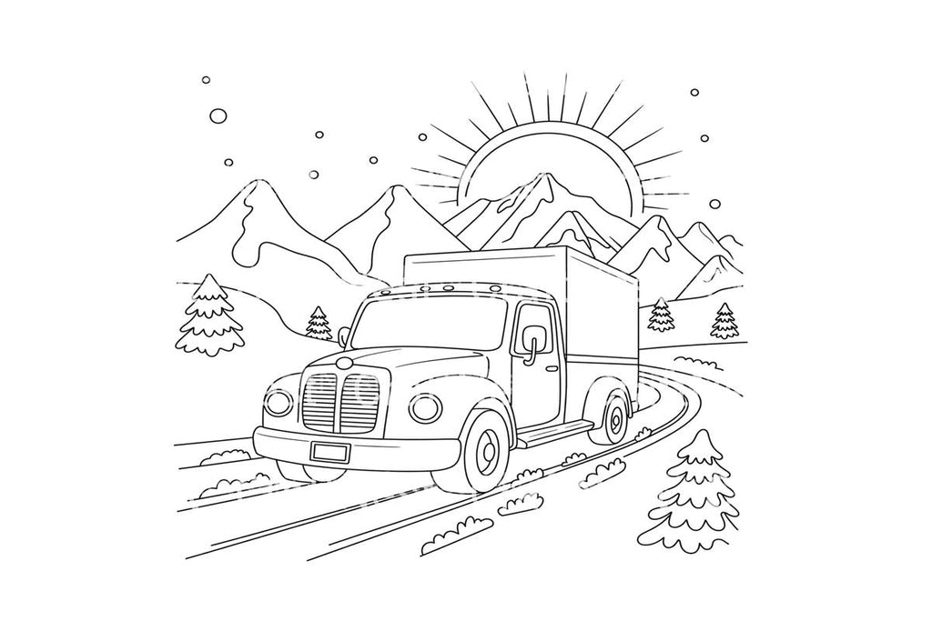 Christmas Truck Mountain Road Coloring Books