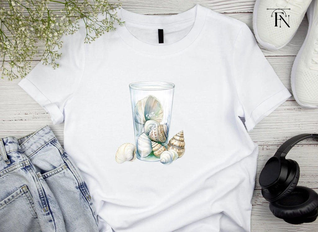 Seashells in Glass Jar Clipart Bundle