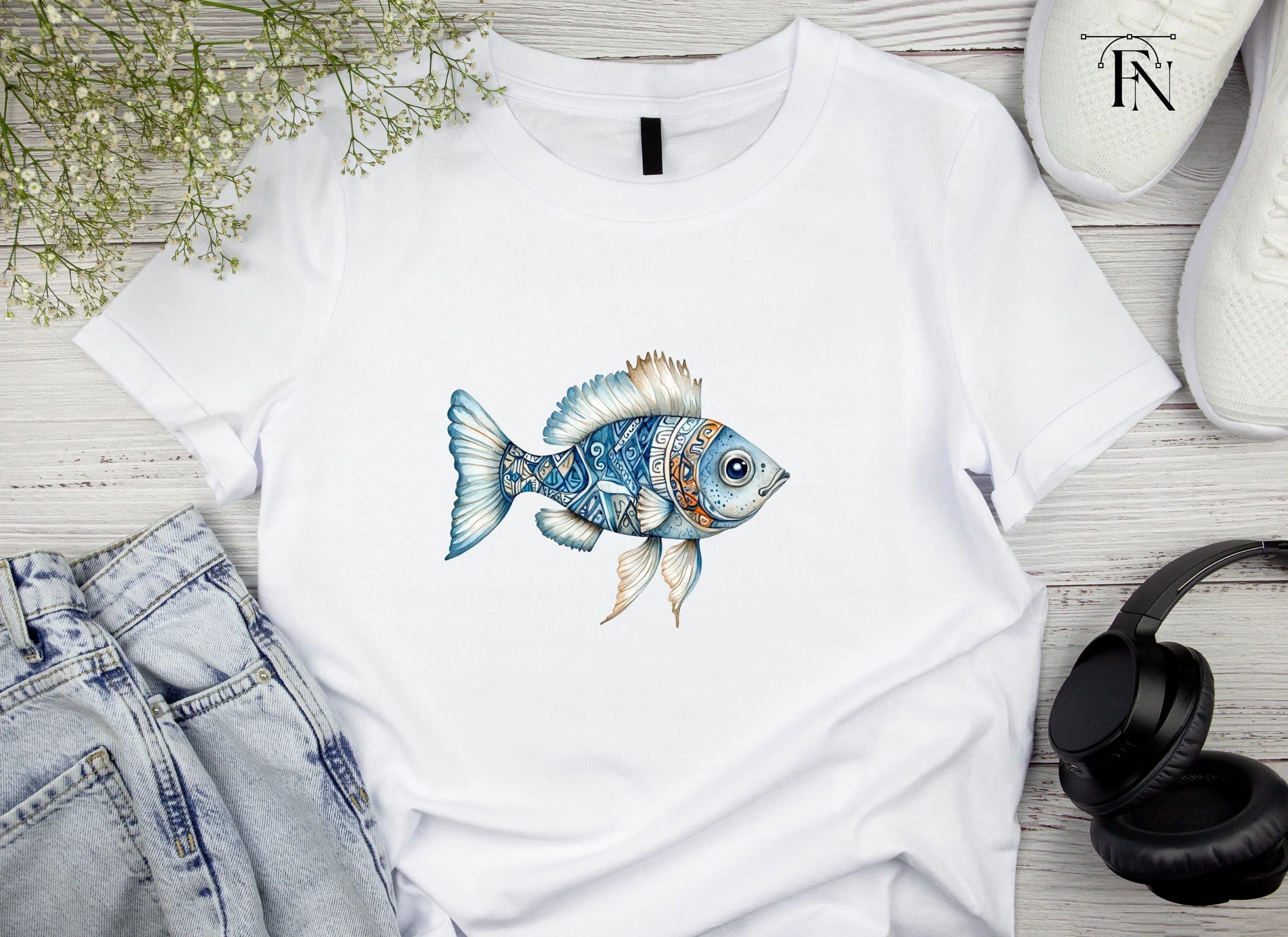 Decorative Blue Fish Clipart Bundle