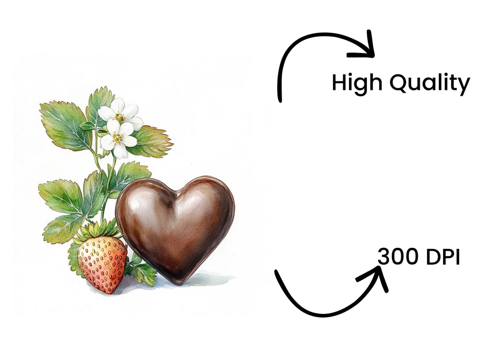 Chocolate Heart Strawberry Clipart Bundle