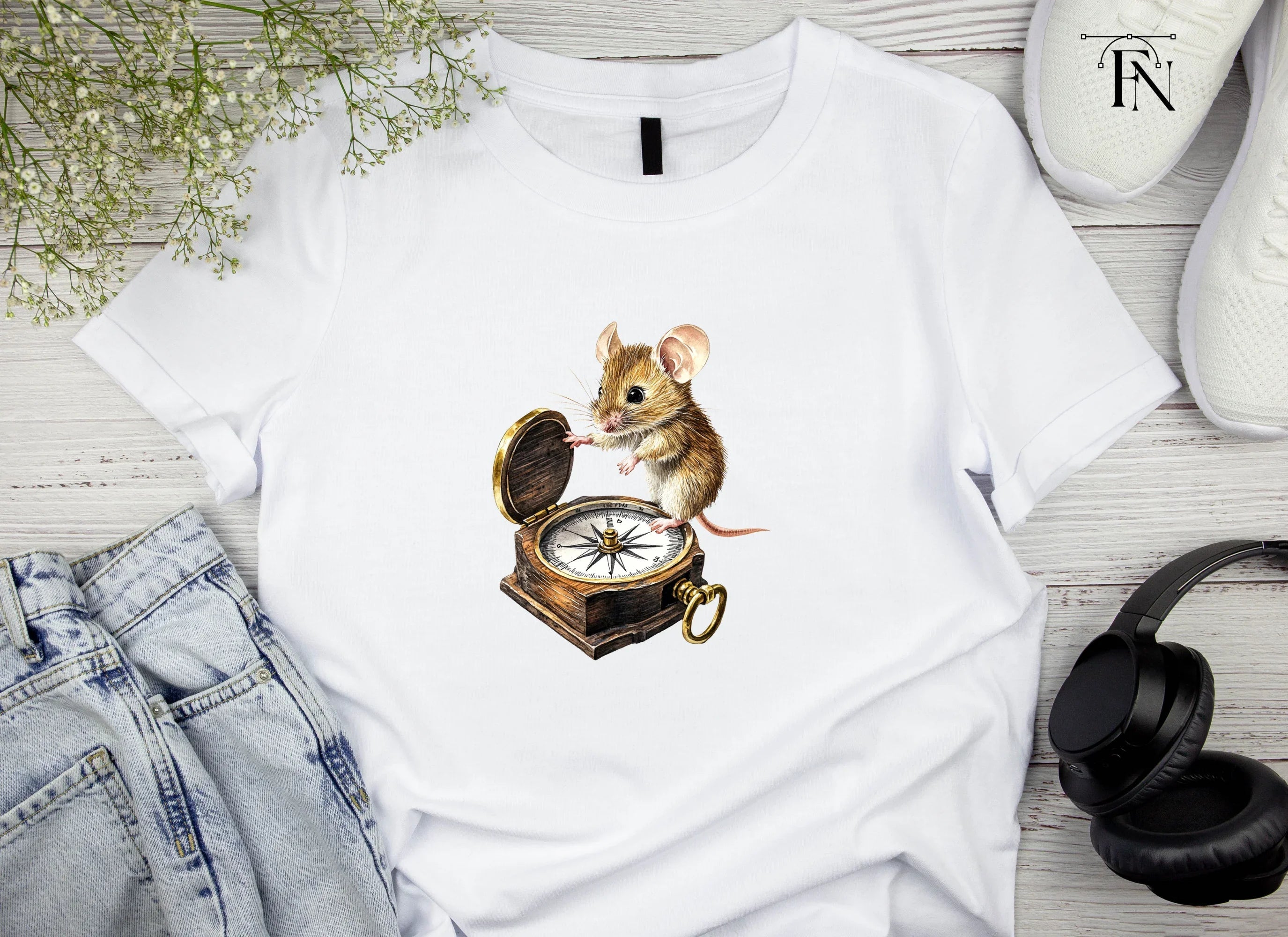 Adventurous Mice with Compass Clipart Bundle
