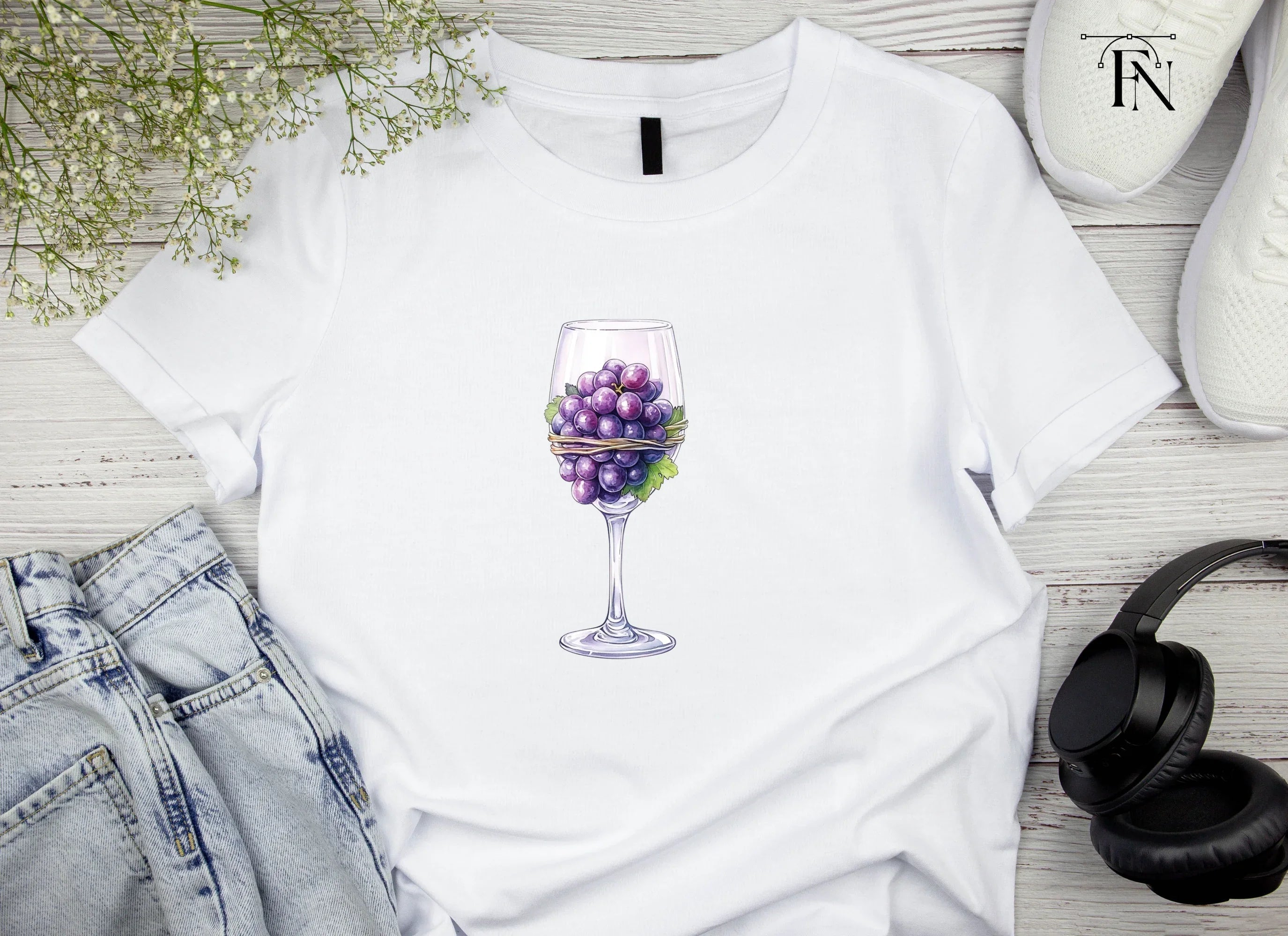 Grapes in Wine Glass Clipart Bundle