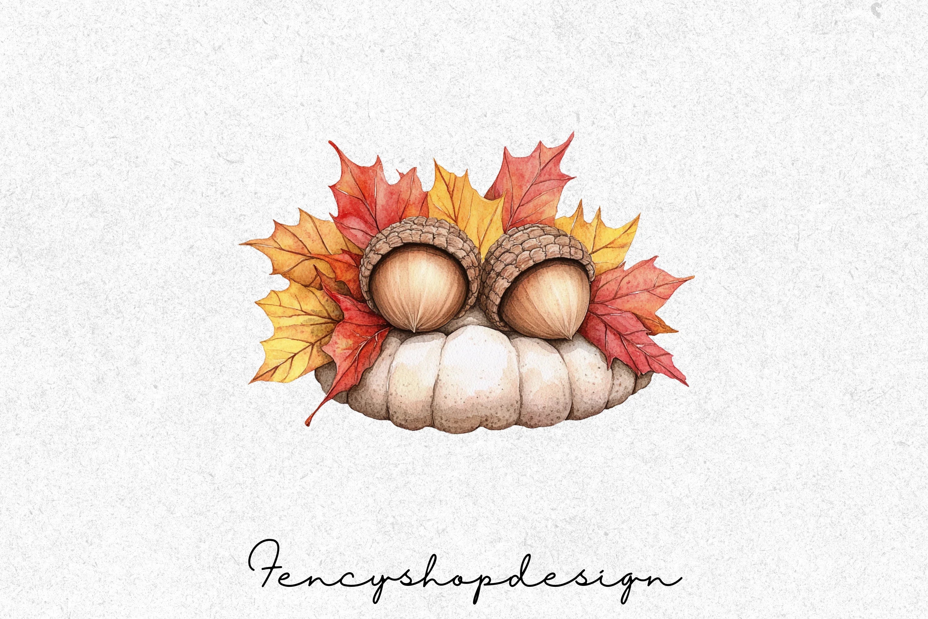 Autumn Acorn Harvest Cozy Drink Clipart Bundle