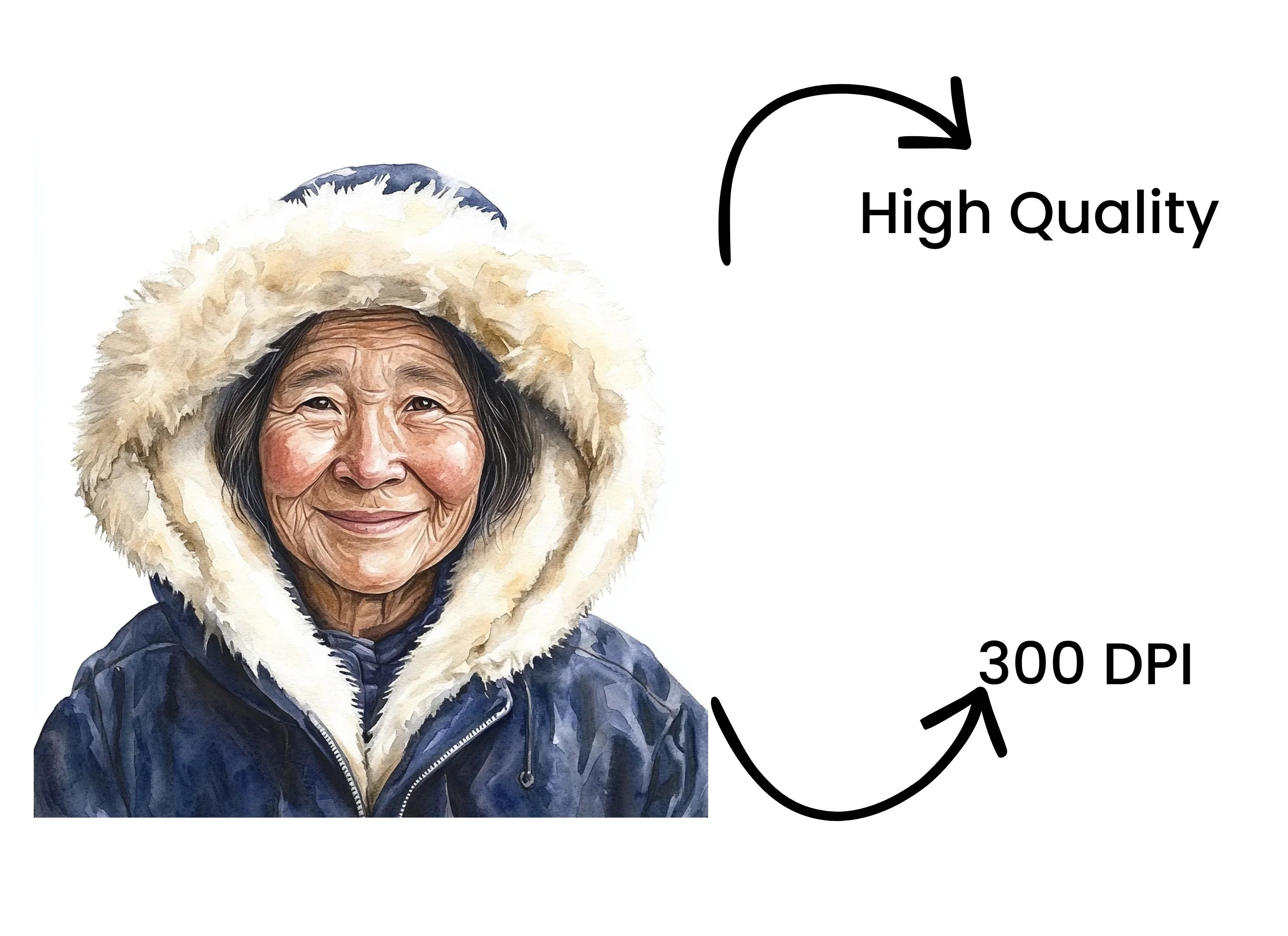 Inuit Elder Portraits Clipart Bundle