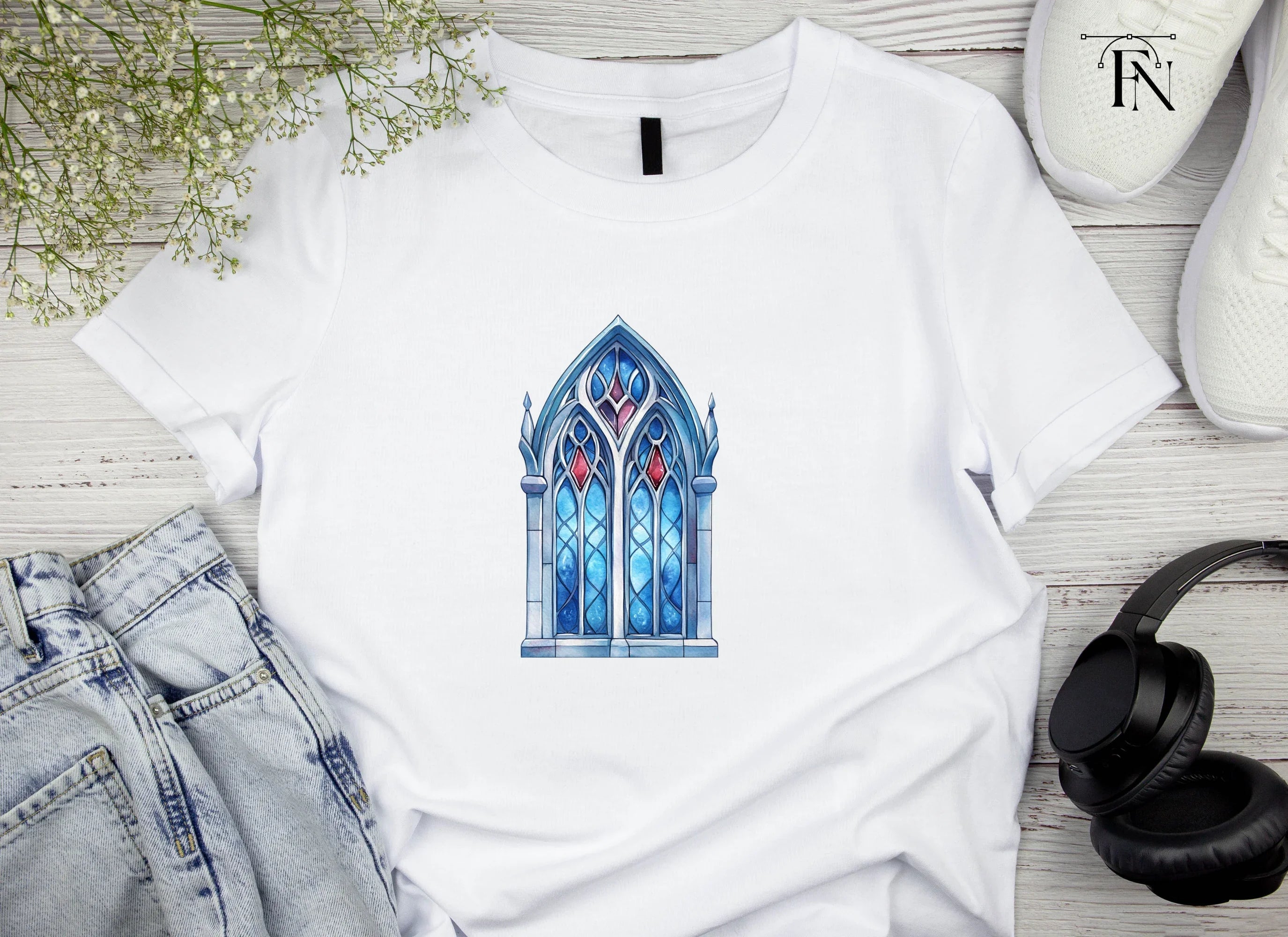 Gothic Stained Glass Window Clipart Bundle