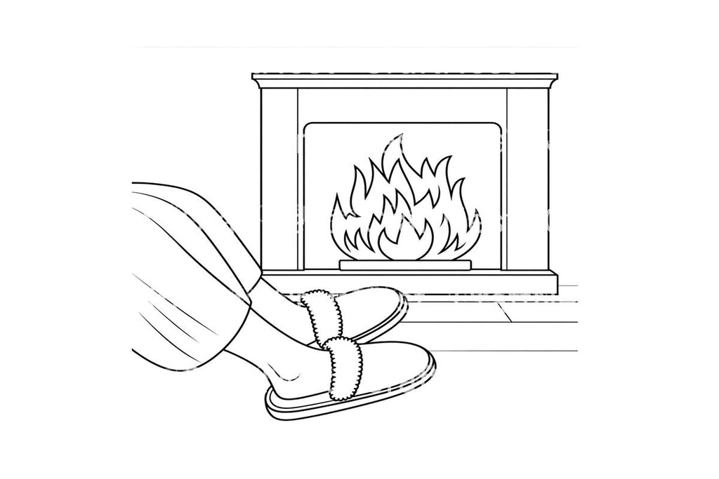 Warm Fireplace Feet Coloring Books