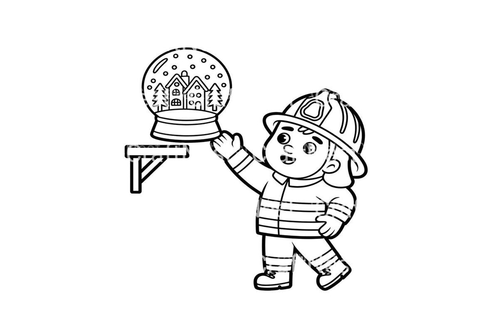 Firefighter Christmas Snow Globe Coloring Books