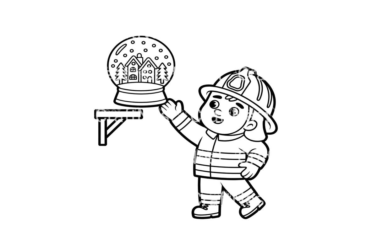 Firefighter Christmas Snow Globe Coloring Books